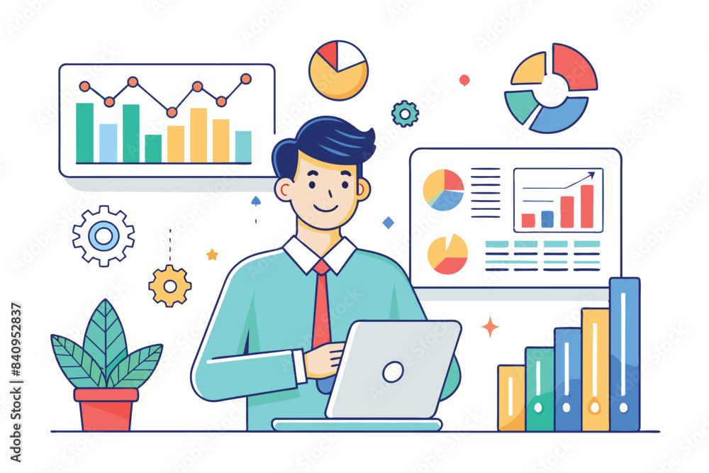 Analyst at Work: Financial Analysis Illustration Analyst at Work: Financial Analysis Illustration