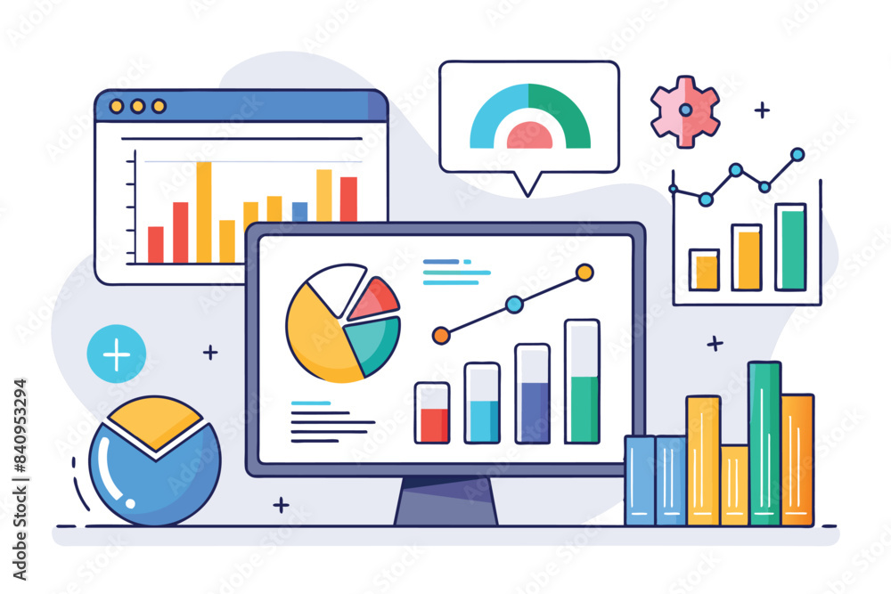 Analyst at Work: Financial Analysis Illustration Analyst at Work: Financial Analysis Illustration