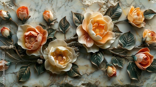 Marble Garden: Floral Wall Accent