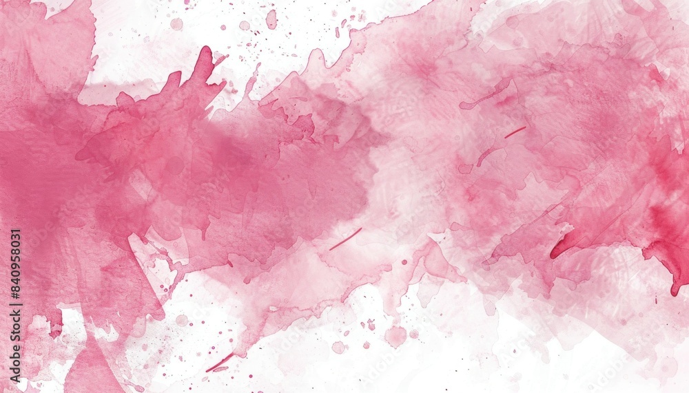 Fototapeta premium Abstract watercolor pink background with splashes of paint, artistic illustration, beauty and creativity concept, pastel colors palette