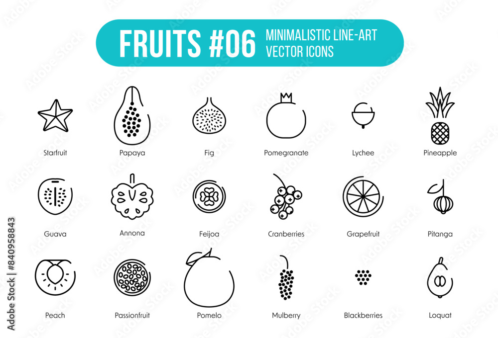 Fruits Icons โ Pack vol 06 has eighteen types of fruits and names ...