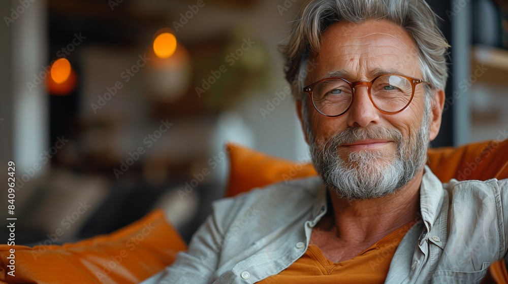 Man With Glasses Sitting on a Couch Man With Glasses Sitting on a Couch