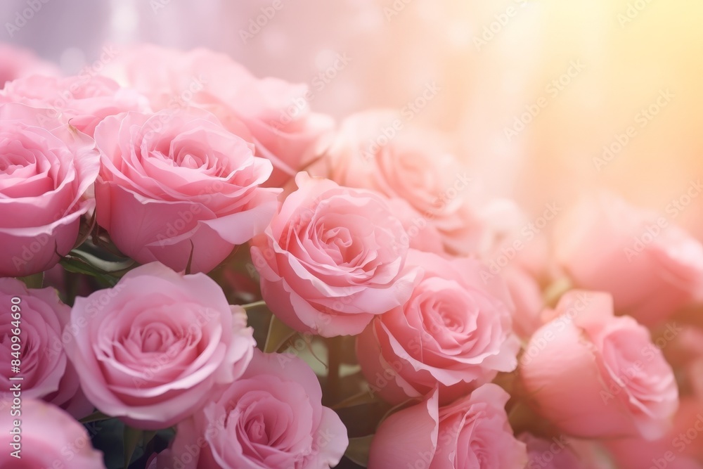 A beautiful bouquet of pink roses bathed in warm sunlight, perfect for romantic occasions or floral decor inspiration. A beautiful bouquet of pink roses bathed in warm sunlight, perfect for romantic occasions or floral decor inspiration.