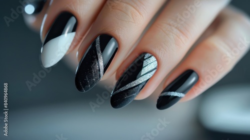 Chic Black and White Checkered Nail Art for Sophisticated Glamour
