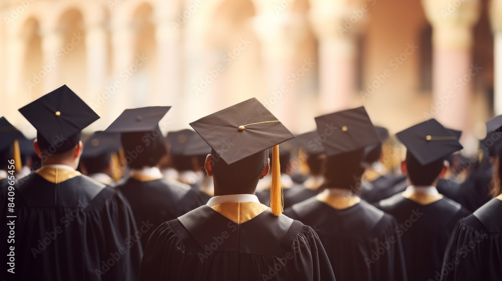 A group of graduates wearing a cap and gown in a ceremony, celebrating their academic achievement with joy and anticipation of the future. A group of graduates wearing a cap and gown in a ceremony, celebrating their academic achievement with joy and anticipation of the future.