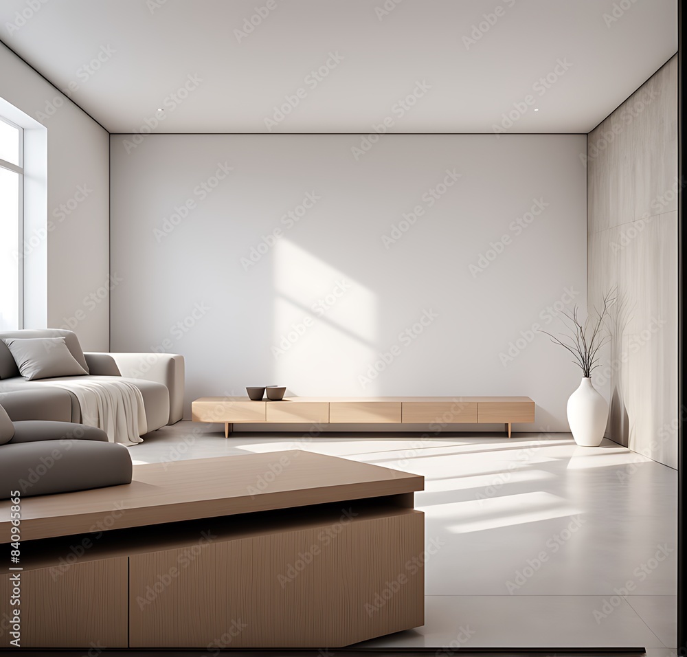 Contemporary Modern Home with Clean Minimalist Interior and Frame Mockup Contemporary Modern Home with Clean Minimalist Interior and Frame Mockup