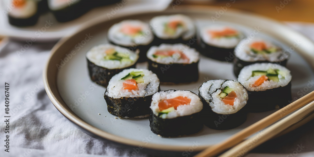 Tasty Sushi Served on a Plate, Sushi Background
Tasty Sushi Served on a Plate, Sushi Background