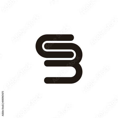 letter cb curves linked geometric logo vector