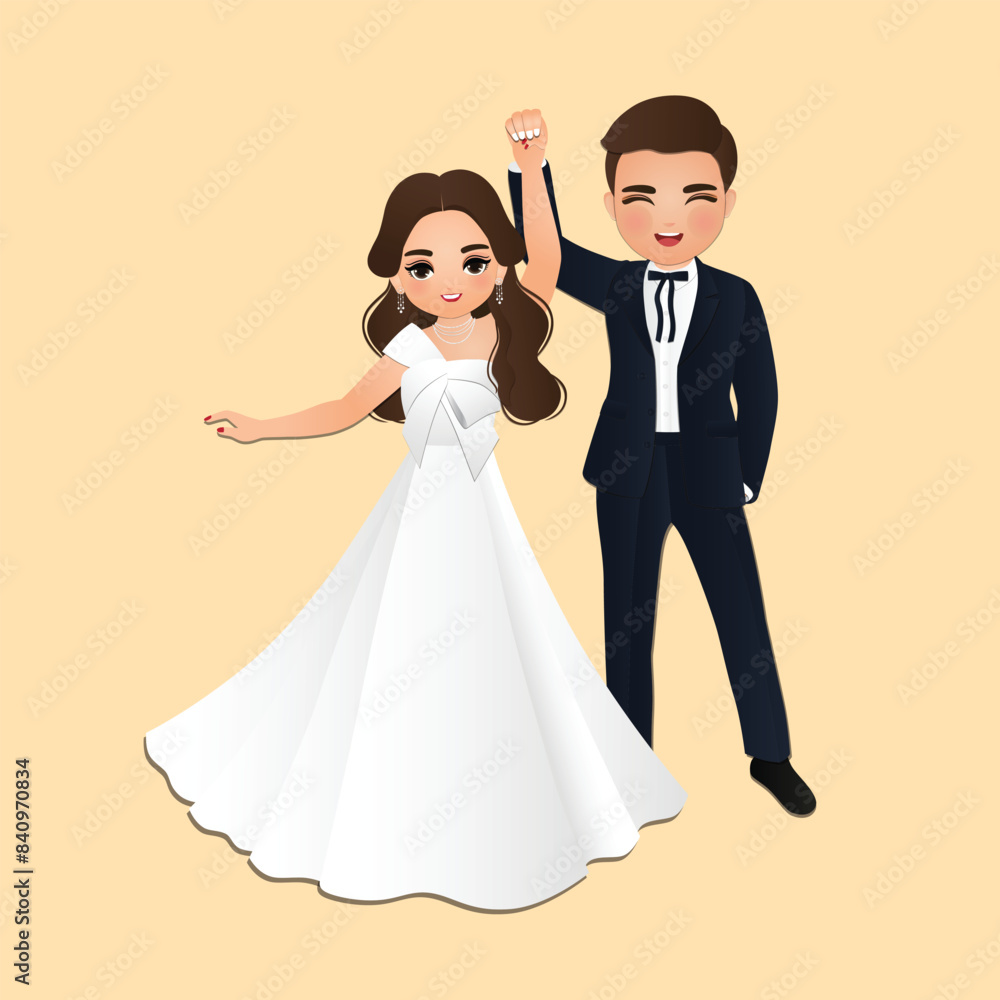 Wedding invitation card the bride and groom cute couple cartoon character Wedding invitation card the bride and groom cute couple cartoon character
