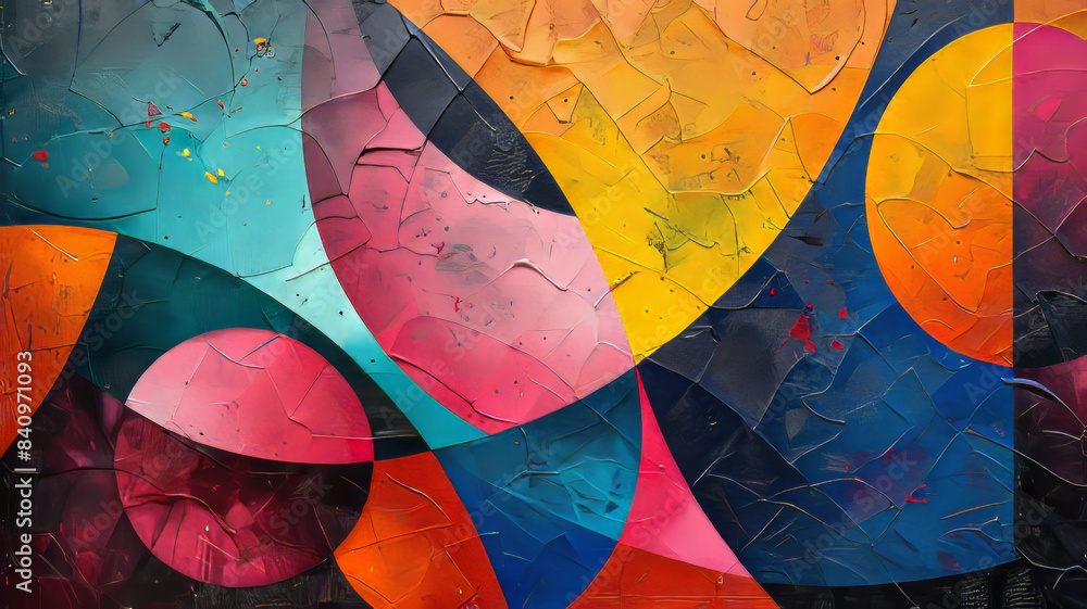 Fototapeta premium modern, abstract paint art, geometric shapes,generative ai