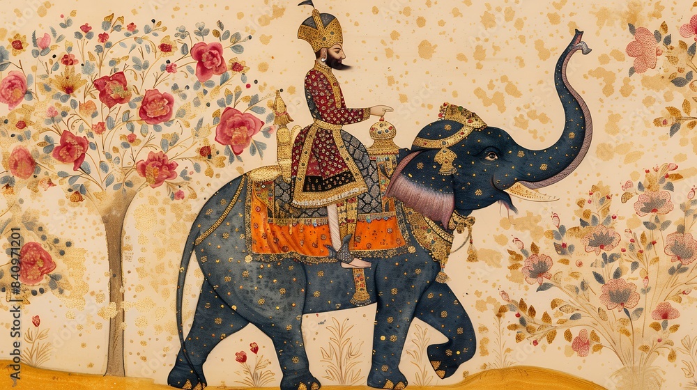 Photo & Art Print Mughal emperor riding an adorned elephant Indian ...