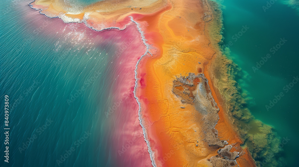 Fototapeta premium aerial image of australian salt lakes created with Generative AI technology