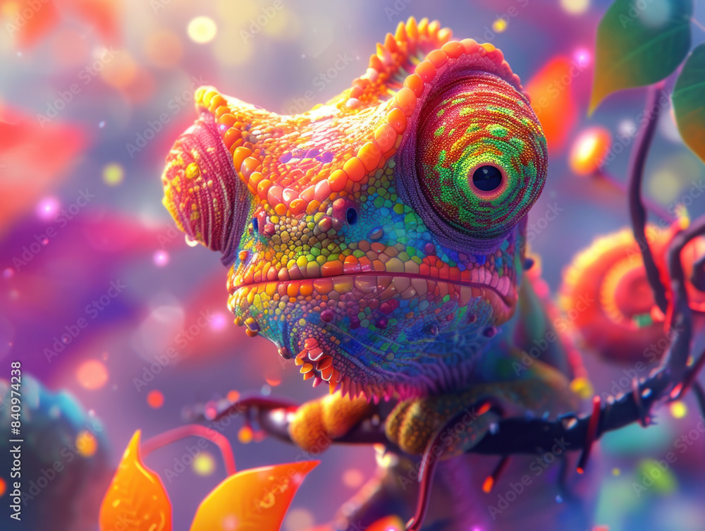 Colorful Chameleon in a Vibrant Paradise Colorful Chameleon in a Vibrant Paradise