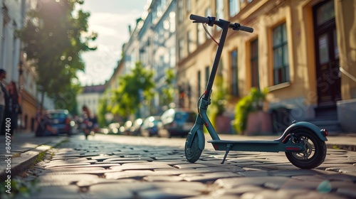 Eco-Friendly Electric Scooter: Sustainable Urban Mobility Solution in Busy City Setting