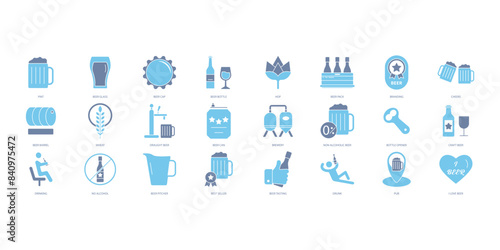 Beer icons set. Set of editable stroke icons.Set of Beer