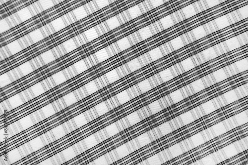 Checked fabric tartan black and white textured background