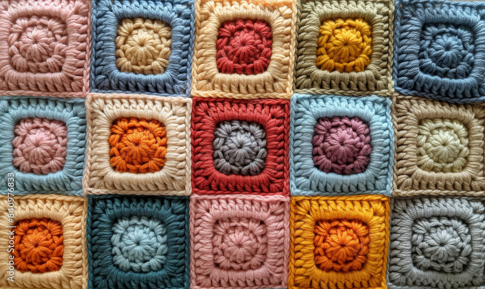 Texture background from a crochet granny square pattern. Texture background from a crochet granny square pattern.