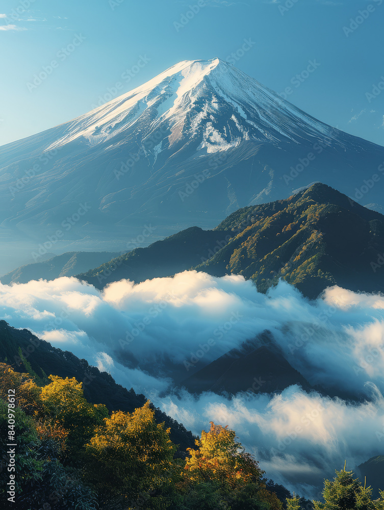 Fototapeta premium Documentary photography of Mount Fuji created with Generative AI technology