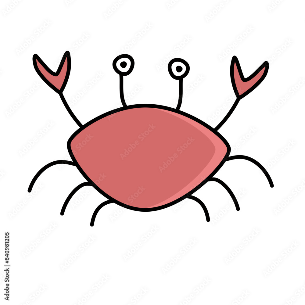 Red Doodle Crab Hand drawn Vector Red Doodle Crab Hand drawn Vector