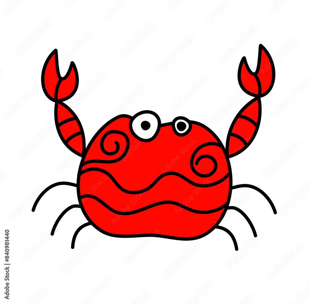 Cute Red Crab Kid Hand drawn Vector Cute Red Crab Kid Hand drawn Vector