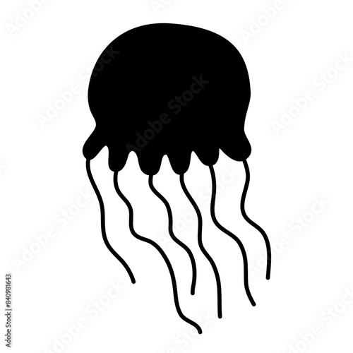 Black icon Jellyfish Vector 
