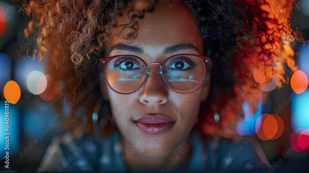 female marketer, learning AI and beeing happy created with Generative AI technology female marketer, learning AI and beeing happy created with Generative AI technology