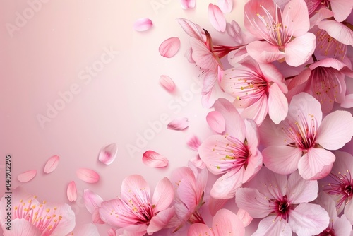 background with cherry blossom. spring flowers - generative ai