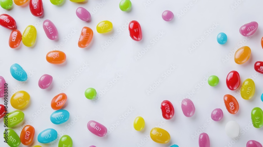 White background with jelly beans White background with jelly beans