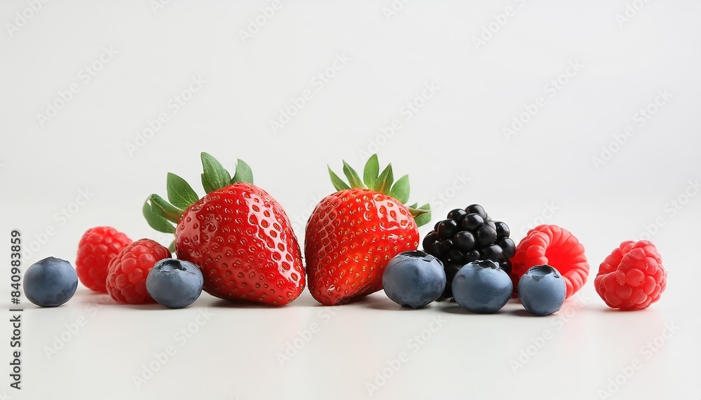 Fresh Mixed Berries on White Background Fresh Mixed Berries on White Background
