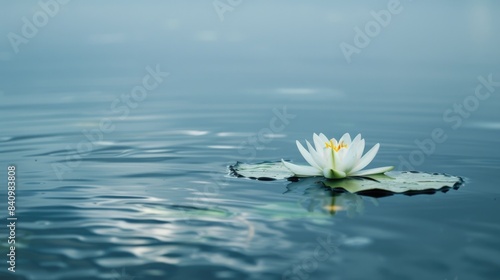 Solitary lily resting atop the lake s surface