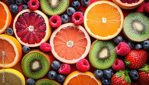Colorful Fresh Fruits Assorted for Healthy Diet