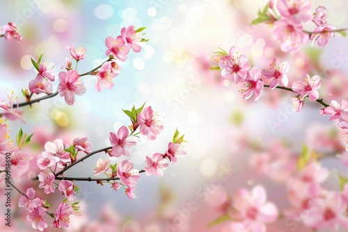 background with cherry blossom. spring flowers - generative ai © Nia™