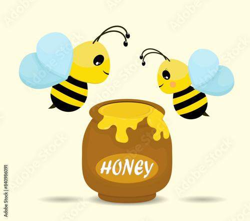 Honey beekeeping set,couple honey pot and honey bee