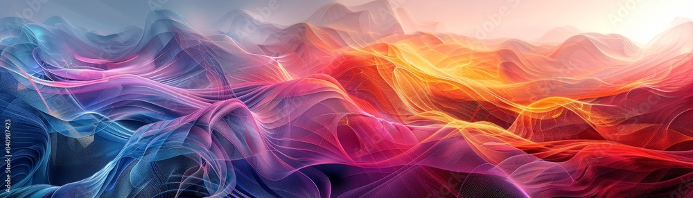 Obraz premium Abstract Colorful Waves of Light and Energy in a Dynamic Flowing Pattern with Vibrant Hues of Red, Orange, Blue, and Purple
