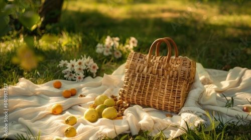 Picnic in the Orchard A Relaxing Afternoon Enjoying Fresh Fruit and Nature's Beauty Under the Apple Tree