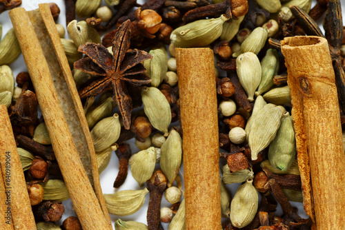 Five spice is a blend of star anise, cloves, cinnamon, Sichuan peppercorns and fennel seeds photo