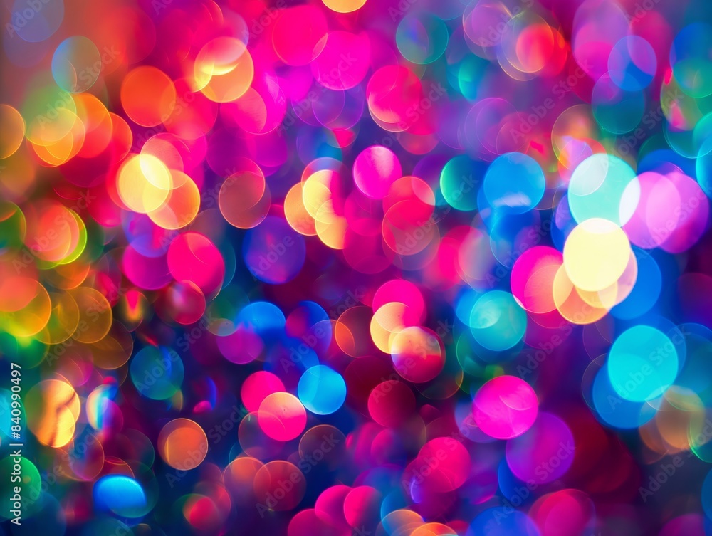 A vibrant display of multicolored bokeh lights, creating a dreamy and abstract visual effect