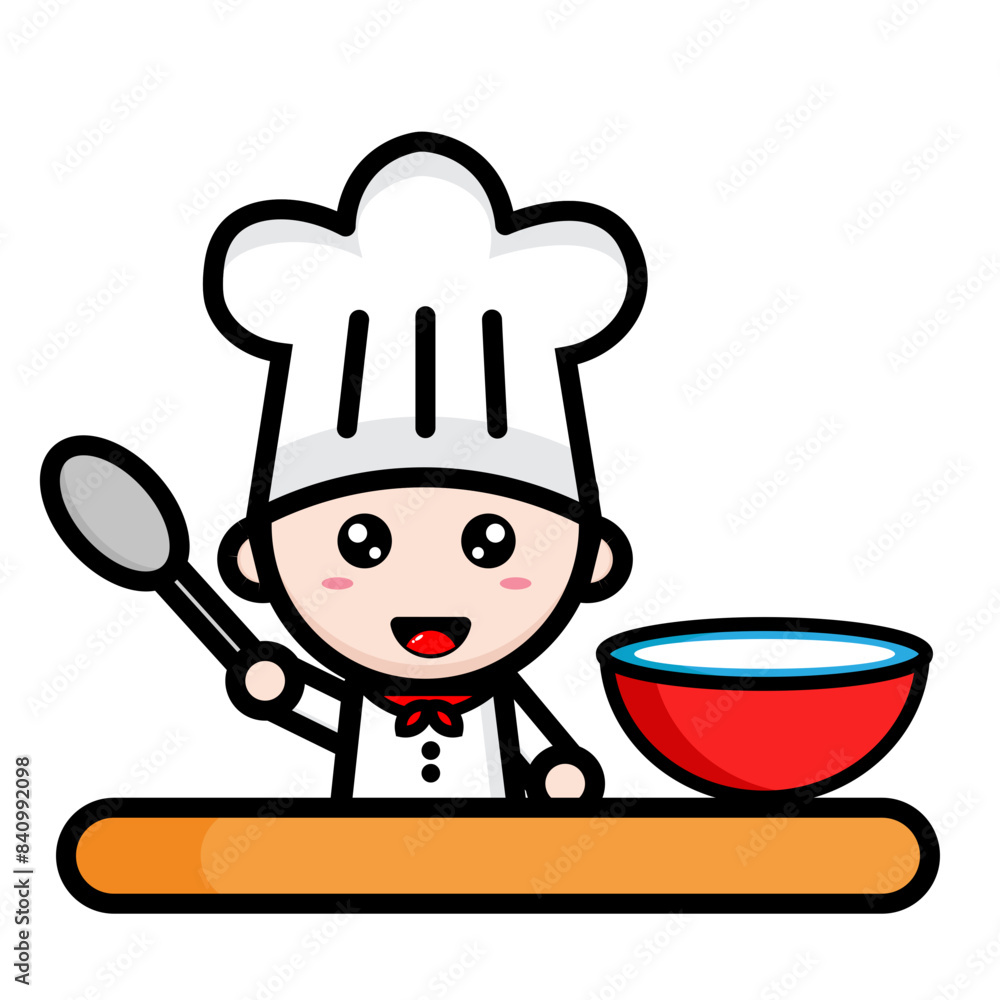illustration of a cute chef cooking illustration of a cute chef cooking