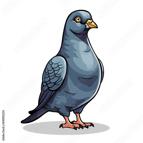 Vector Illustration of Pigeon Bird on White Background