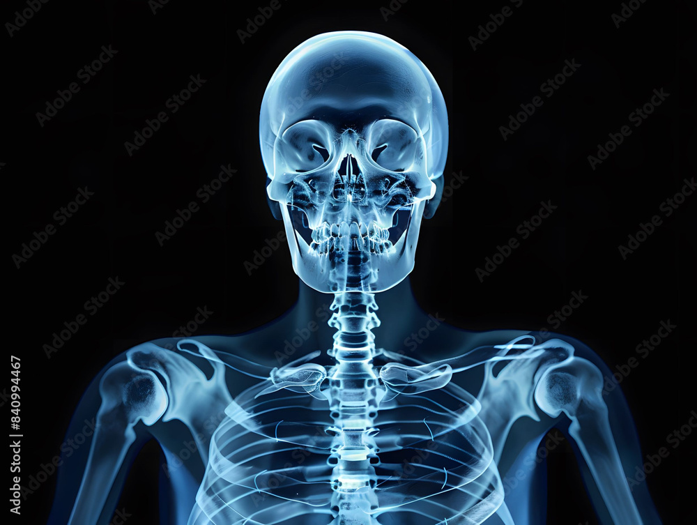 an X-ray illustration of the human skeletal system, showcasing the bones and highlighting any fractures or abnormalities an X-ray illustration of the human skeletal system, showcasing the bones and highlighting any fractures or abnormalities