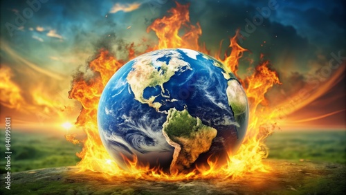 A fire is burning on the surface of the earth