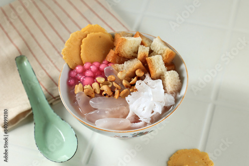 Wedang Sekoteng, Traditional Warm Dessert from Java, Indonesia. photo