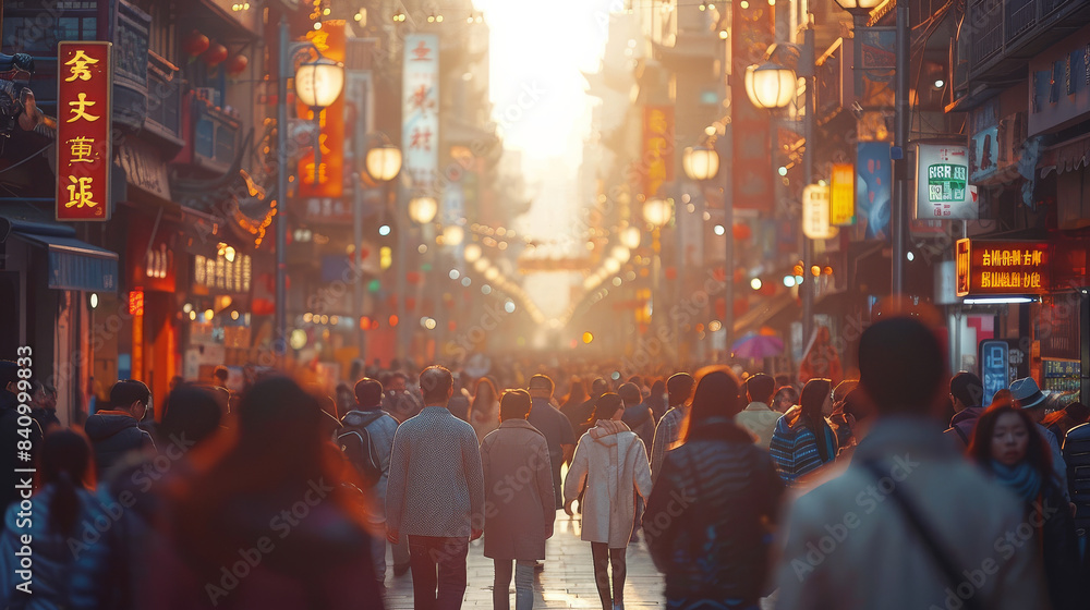 photo of Chinese people from rural backgrounds are moving into urban settings created with Generative AI technology photo of Chinese people from rural backgrounds are moving into urban settings created with Generative AI technology