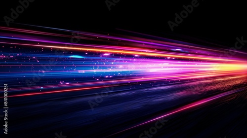 vibrant streak of blue and purple light cuts through the darkness, racing at hyper speed