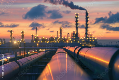 oil pipeline with building background, oil storage