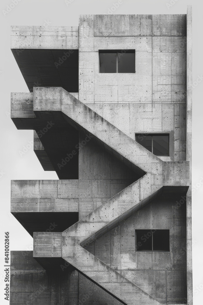 Fototapeta premium Realistic photography, architectural design, three-story stairs in the building created with Generative AI technology