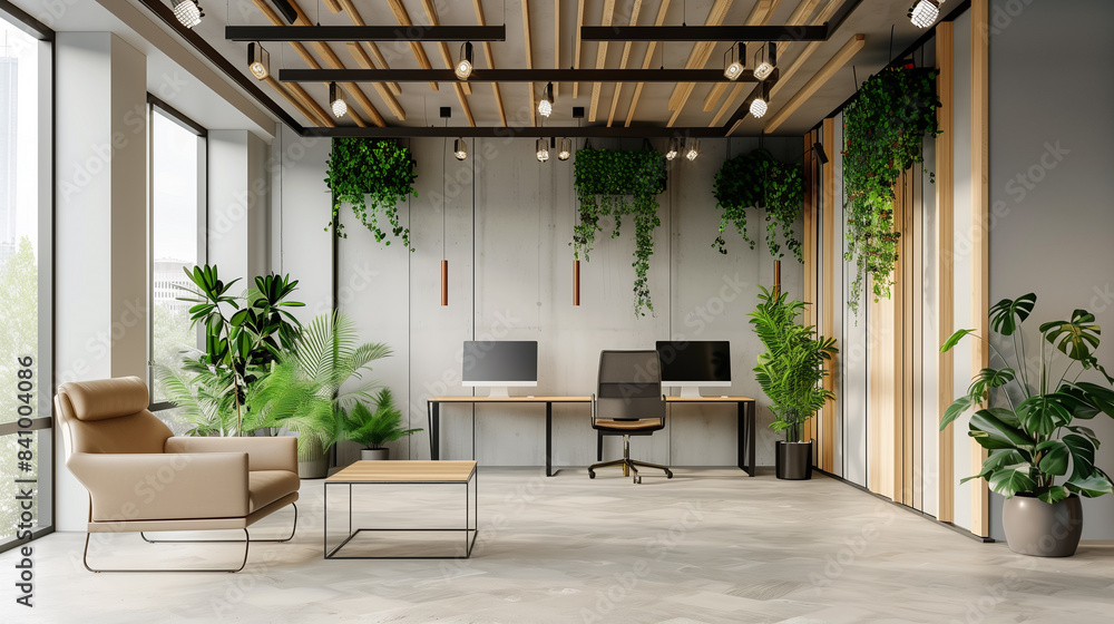 modern office minimalist style interior design with furniture and plants modern office minimalist style interior design with furniture and plants