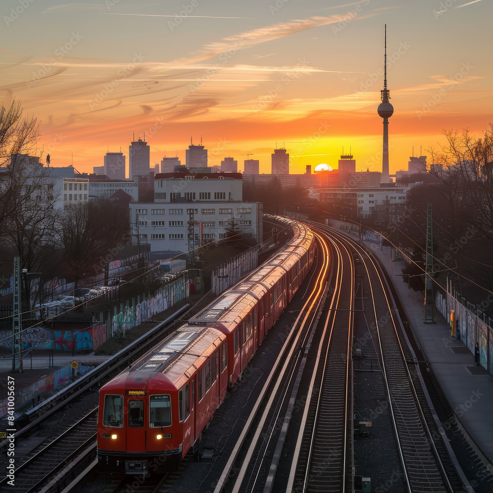s-bahn Berlin skyline created with Generative AI technology s-bahn Berlin skyline created with Generative AI technology