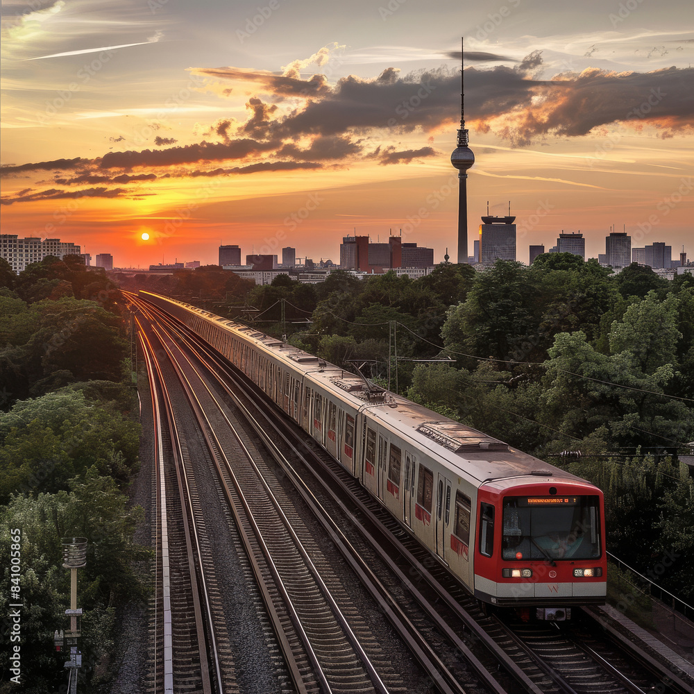 s-bahn Berlin skyline created with Generative AI technology s-bahn Berlin skyline created with Generative AI technology