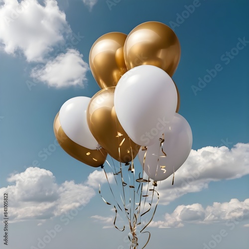 Default white gold balloons in the sky isolated on transparent






 photo